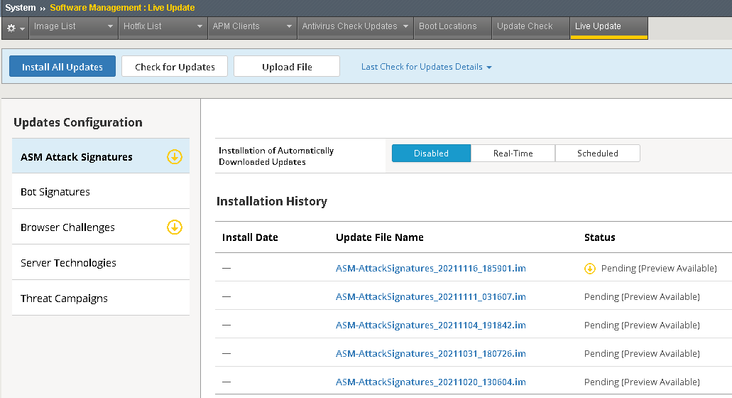 F5 AWAF Signatures Live Update